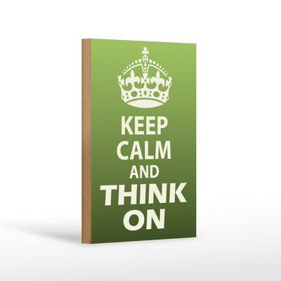 Cartel de madera que dice 12x18 cm Keep Calm and think on gift