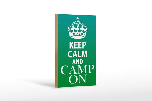 Holzschild Spruch 12x18 cm Keep Calm and camp on Camping Dekoration