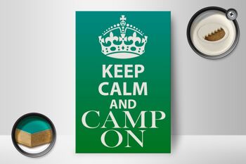 Panneau en bois disant 12x18 cm Keep Calm and camp on camping decoration 2