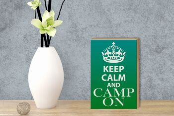Panneau en bois disant 12x18 cm Keep Calm and camp on camping decoration 3