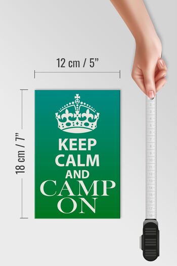 Panneau en bois disant 12x18 cm Keep Calm and camp on camping decoration 4