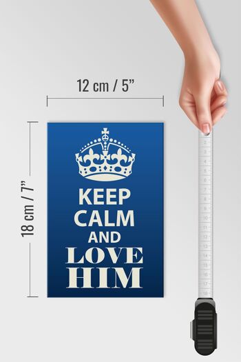 Panneau en bois disant 12x18 cm Keep Calm and love him cadeau 4