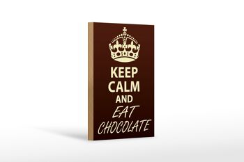 Panneau en bois disant 12x18 cm Keep Calm and eat Décoration chocolat 1