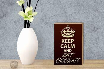 Panneau en bois disant 12x18 cm Keep Calm and eat Décoration chocolat 3