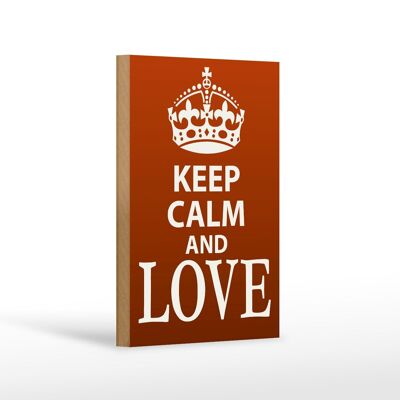 Letrero de madera que dice 12x18 cm Keep Calm and Love decoración de regalo