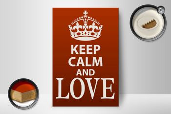 Panneau en bois disant 12x18 cm Keep Calm and Love, décoration cadeau 2