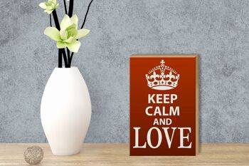 Panneau en bois disant 12x18 cm Keep Calm and Love, décoration cadeau 3