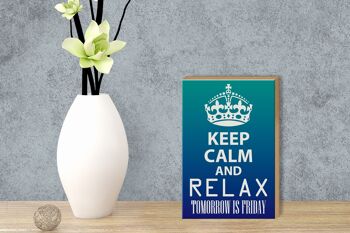 Panneau en bois disant 12x18 cm Keep Calm and relax is Friday décoration 3