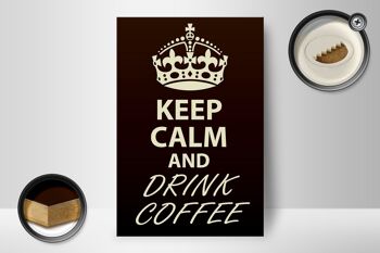 Panneau en bois disant 12x18 cm Décoration Keep Calm and Drink Coffee 2