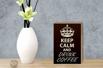 Panneau en bois disant 12x18 cm Décoration Keep Calm and Drink Coffee 3