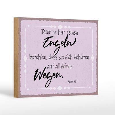 Holzschild Spruch 18x12 cm er hat seinen Engeln befohlen Dekoration