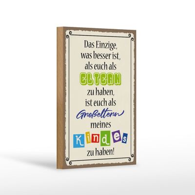 Cartel de madera con texto 12x18 cm padres abuelos niños decoración