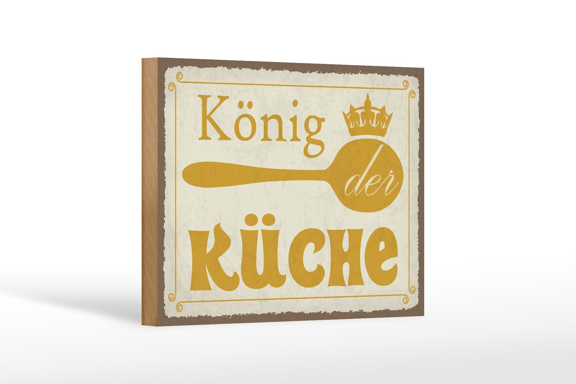 Holzschild Spruch 18x12 cm König der Küche Krone Geschenk