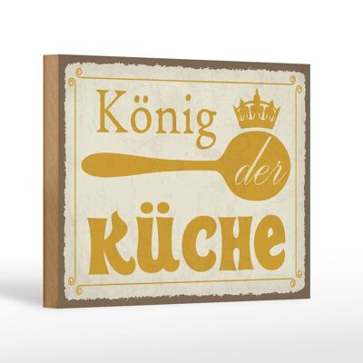 Cartello in legno con scritta "King of the Kitchen Crown Gift" 18x12 cm