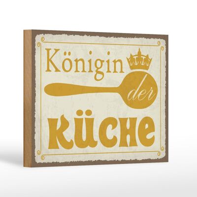 Cartello in legno con scritta 18x12 cm Decorazione Corona Regina della Cucina