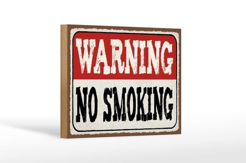 Holzschild Hinweis 18x12 cm Warning no smoking Dekoration