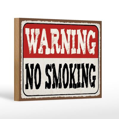 Holzschild Hinweis 18x12 cm Warning no smoking Dekoration