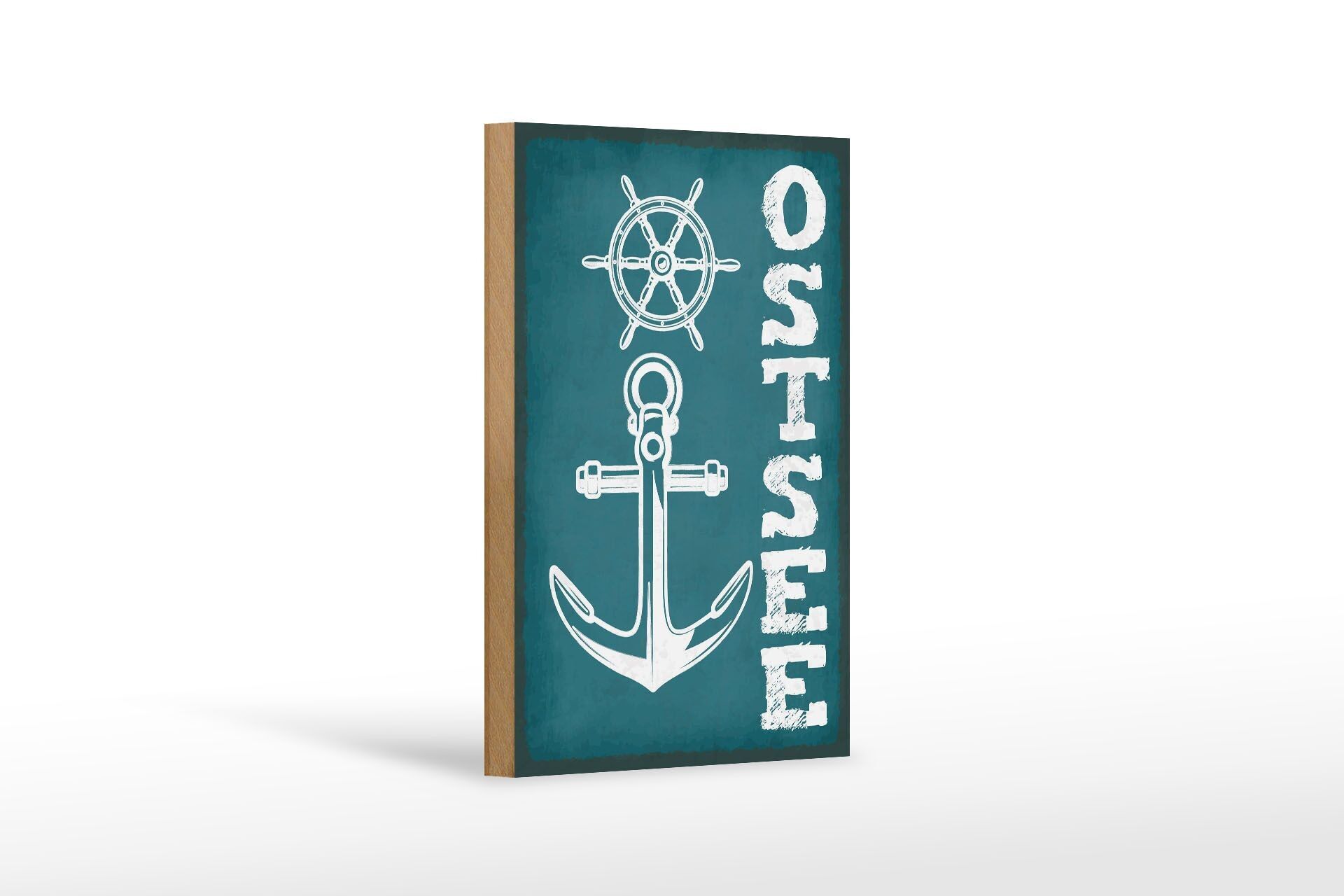 Cartello in legno nota 12x18 cm Decorazione nave lacustre con ancora del Mar Baltico