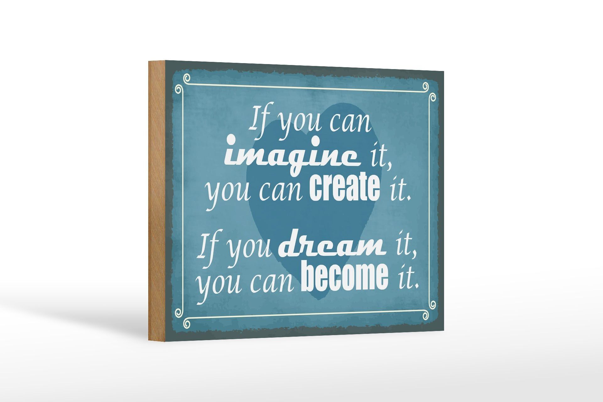 Cartello in legno con scritta 18x12 cm se puoi immaginare di poterlo creare