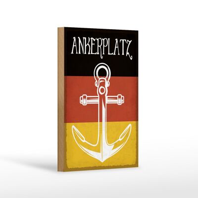 Wooden sign notice 12x18 cm German anchorage ship sea