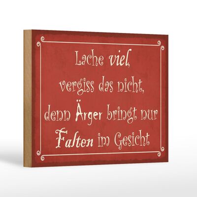 Wooden sign saying 18x12 cm laugh a lot of trouble brings wrinkles