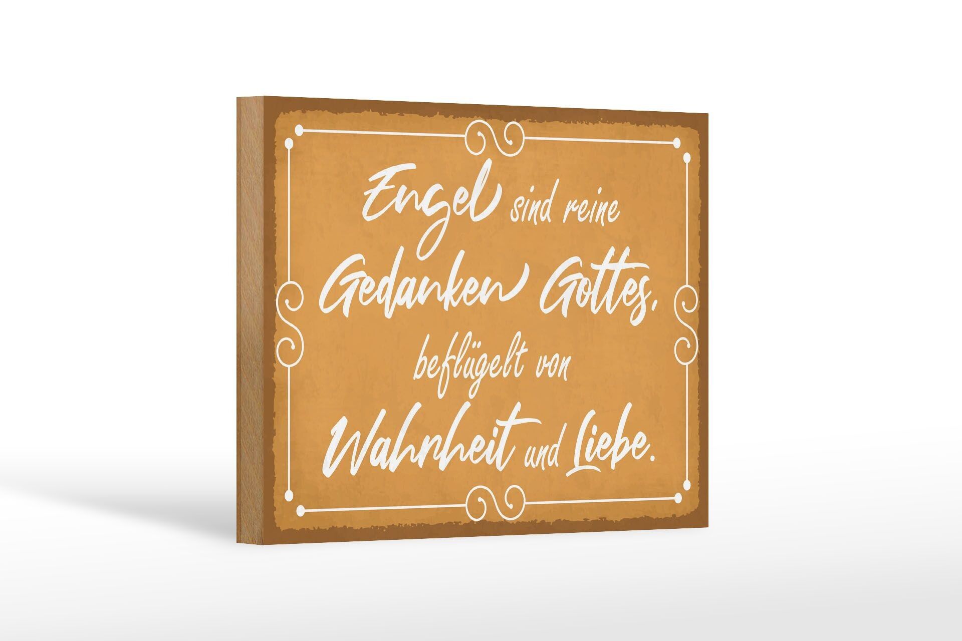 Letrero de madera que dice 18x12cm Los ángeles son pensamientos de Dios.