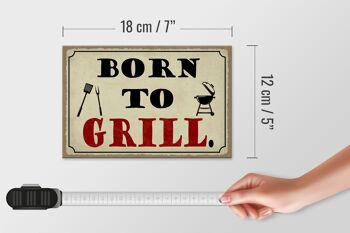Panneau en bois disant 18x12 cm Born to Grill Décoration de grillades 4