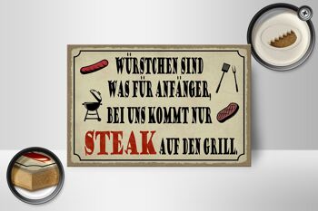 Panneau en bois indiquant 18x12 cm avec nous, décoration de steak sur le grill 2