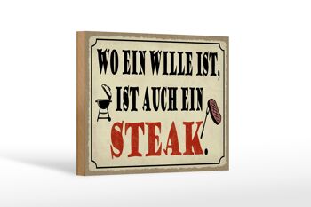 Panneau en bois indiquant 18x12 cm où se trouve une décoration de grill à steak 1