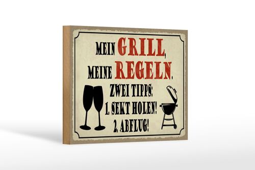 Holzschild Spruch 18x12 cm mein Grill meine Regeln 2 Tipps