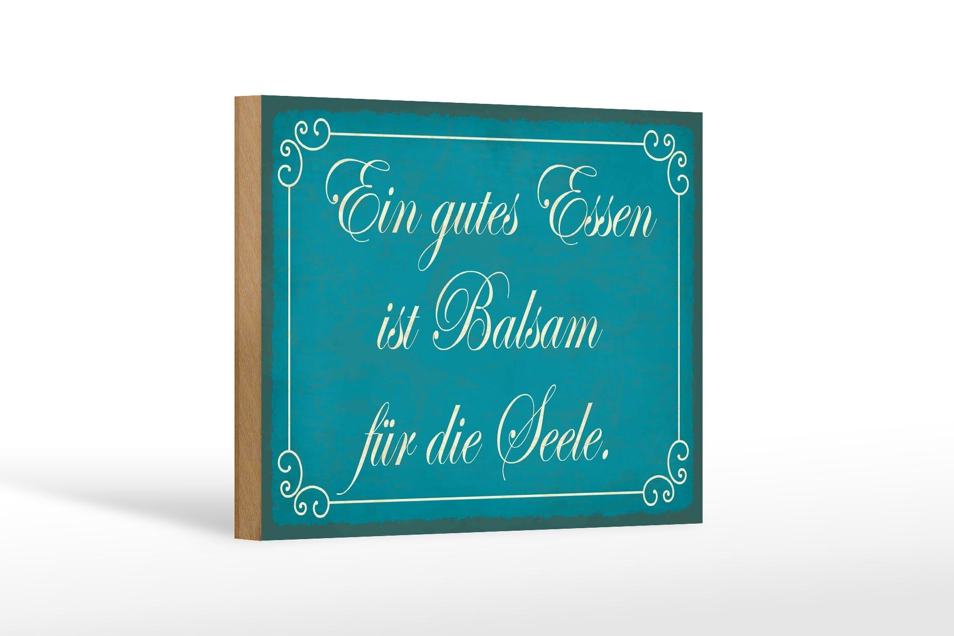 Cartello in legno con scritta 18x12 cm buon cibo balsamo per l'anima