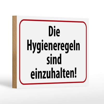 Holzschild Hinweis 18x12 cm Hygieneregeln sind einzuhalten