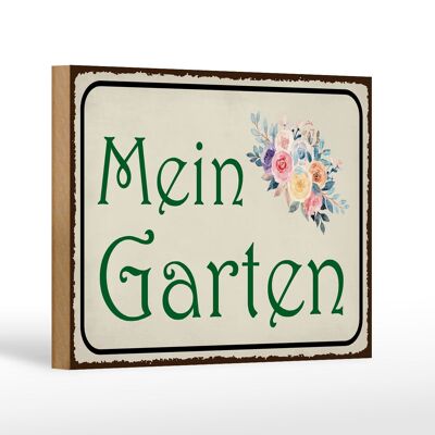 Cartello in legno con scritta 18x12 cm decorazione regalo il mio giardino