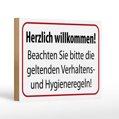 Holzschild Hinweis 18x12 cm Verhaltens- und Hygienenregeln