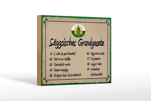 Holzschild Spruch 18x12 cm säggsisches Grundgesetz lustig