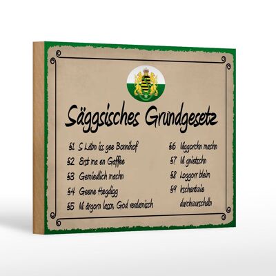 Holzschild Spruch 18x12 cm säggsisches Grundgesetz lustig