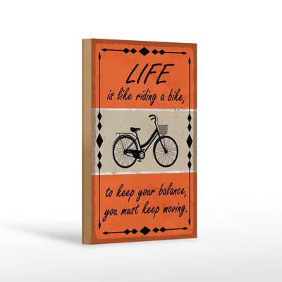 Cartel de madera que dice 12x18cm La vida es como andar en bicicleta.