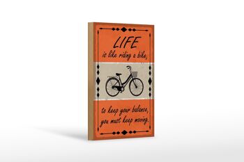 Panneau en bois disant 12x18cm La vie, c'est comme faire du vélo 1