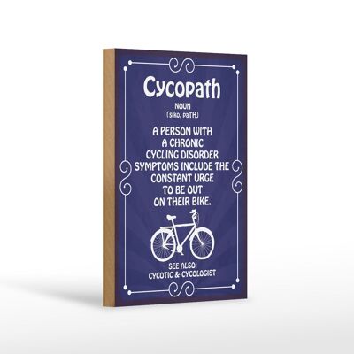 Cartel de madera que dice 12x18 cm Cycopath decoración ciclista crónica