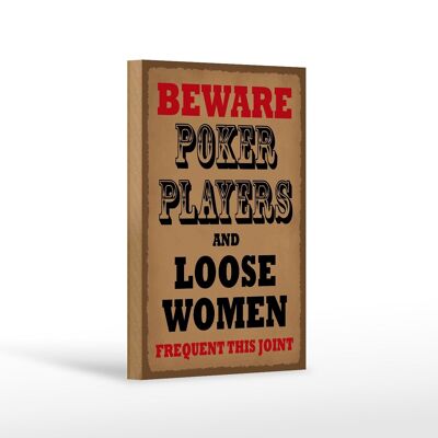Cartel de madera que dice 12x18 cm Jugadores de Poker y decoración de mujeres sueltas
