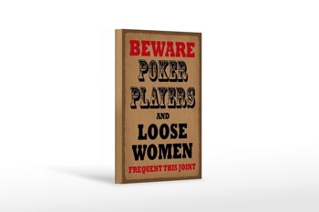 Panneau en bois indiquant 12x18 cm Décoration joueurs de poker et femmes en vrac 1