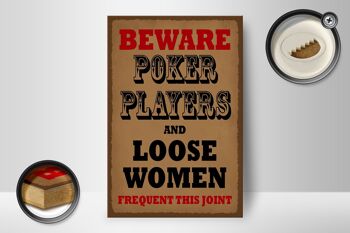 Panneau en bois indiquant 12x18 cm Décoration joueurs de poker et femmes en vrac 2