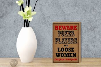 Panneau en bois indiquant 12x18 cm Décoration joueurs de poker et femmes en vrac 3