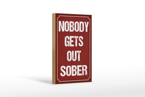 Holzschild Spruch 12x18 cm nobody gets out sober Dekoration