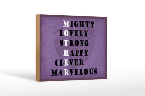 Holzschild Spruch 18x12 cm Mother mighty lovely happy Mama