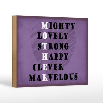 Holzschild Spruch 18x12 cm Mother mighty lovely happy Mama