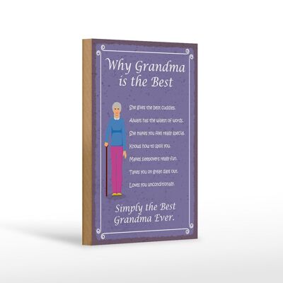 Cartel de madera que dice 12x18 cm por qué la abuela es la mejor decoración de la abuela