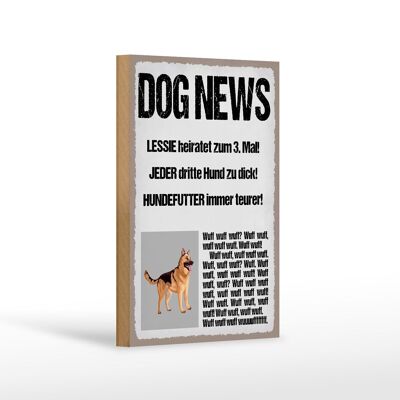 Holzschild Spruch 12x18 cm Dog news Leesie heiratet zum 3