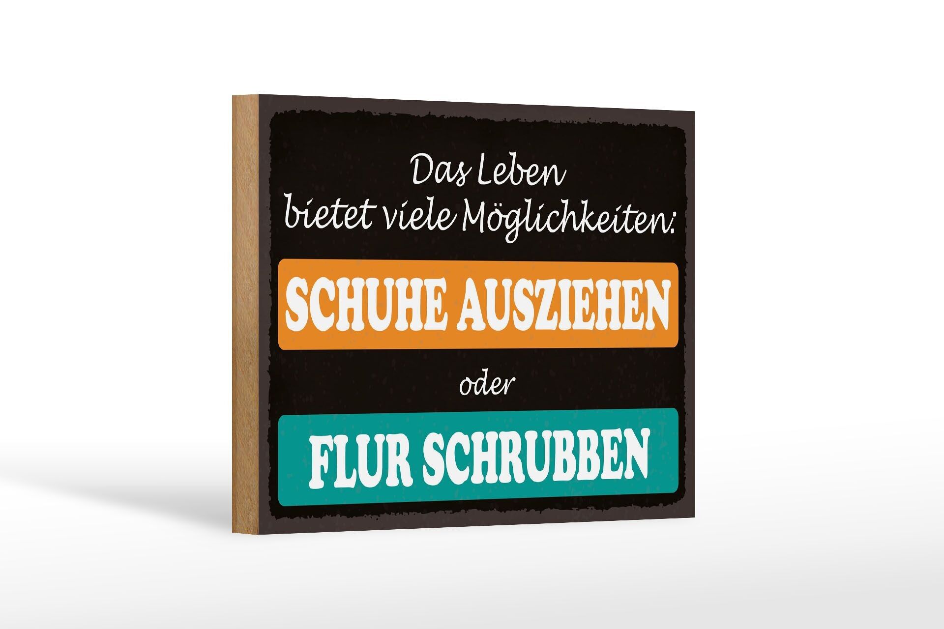 Cartello in legno con scritta 18x12 cm Togliere le scarpe, pulire il corridoio