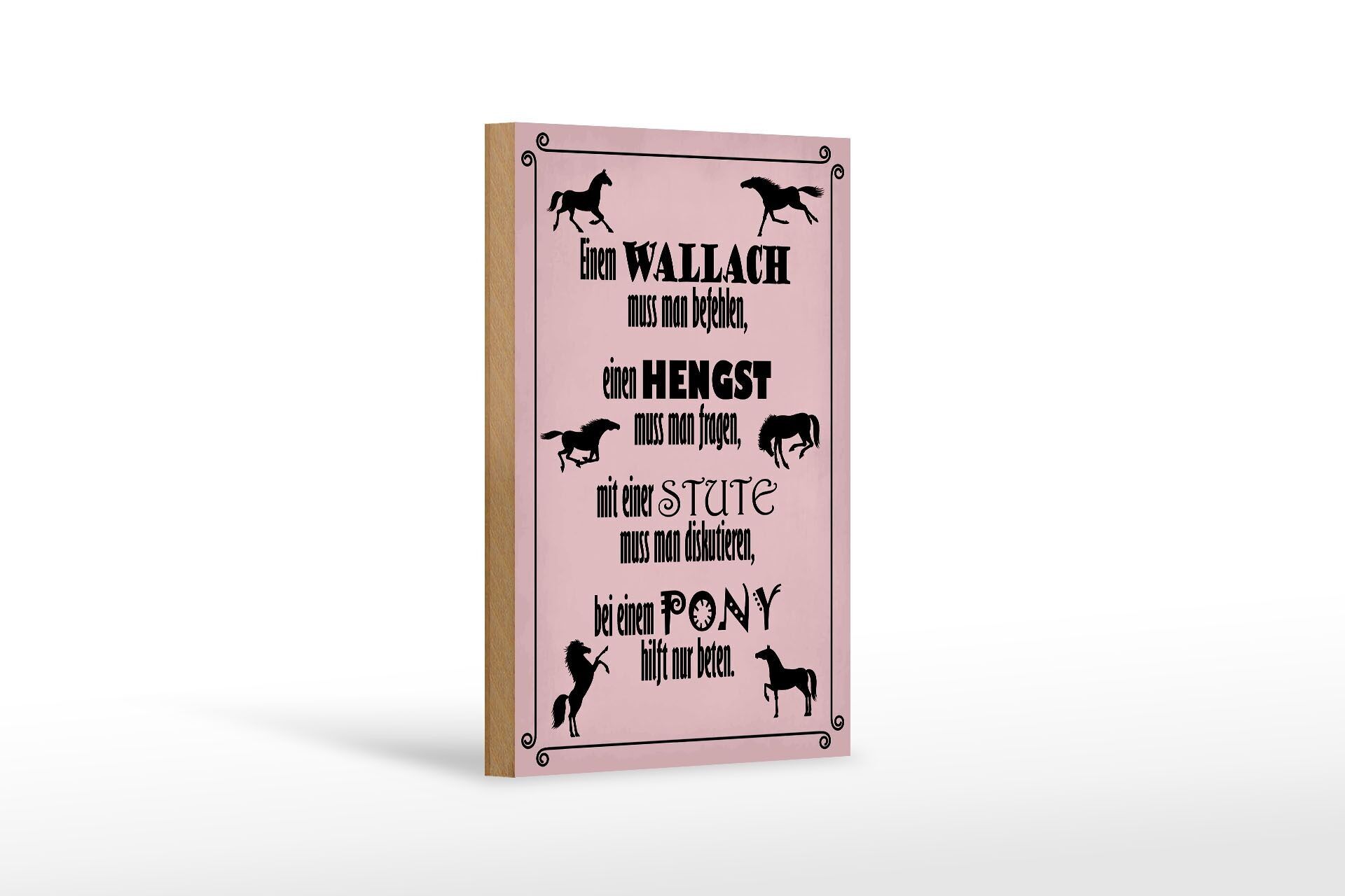 Cartello in legno con scritta cavalli wallah stallone pony cavalla 12x18 cm
